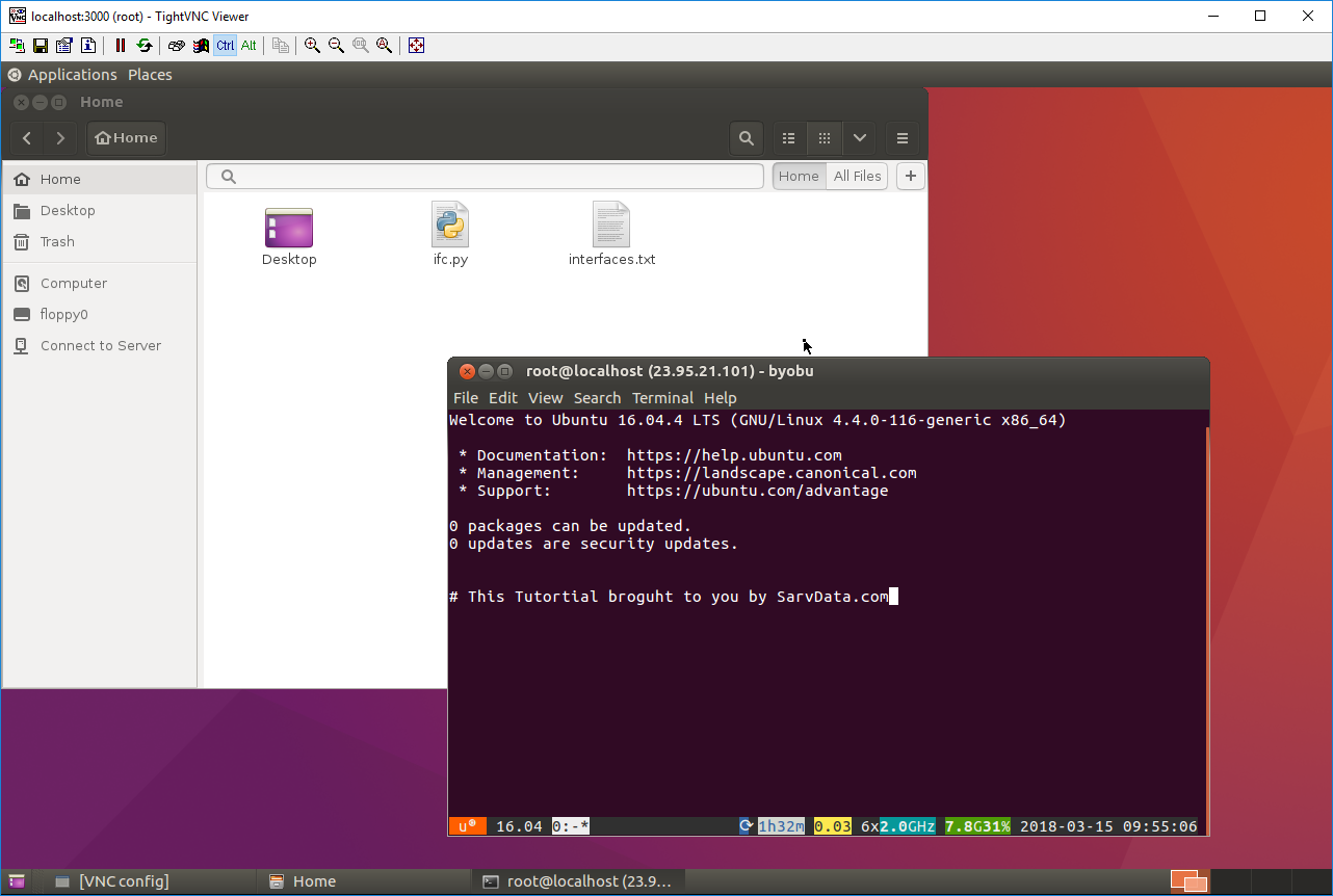 اتصال به سرور با VNC