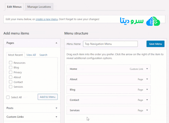 نحوه ساخت منو سفارشی در وردپرس